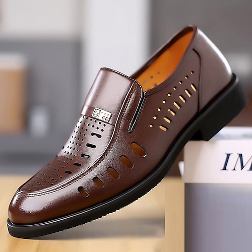 

Homme Mocassins et Slip On Mocassins en cuir Entreprise Décontractées Extérieur du quotidien Cuir Respirable Confortable Antidérapantes Noir creux Marron évidé Noir Eté Printemps