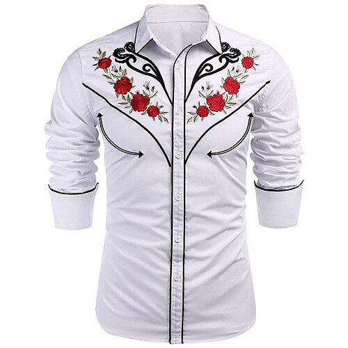 

Herren Hemd Westernhemd Blumen Grafik-Drucke Umlegekragen Rot / Weiß Schwarz Marineblau Khaki Outdoor Strasse Langarm Bedruckt Bekleidung Modisch Strassenmode Designer Brautkleider schlicht