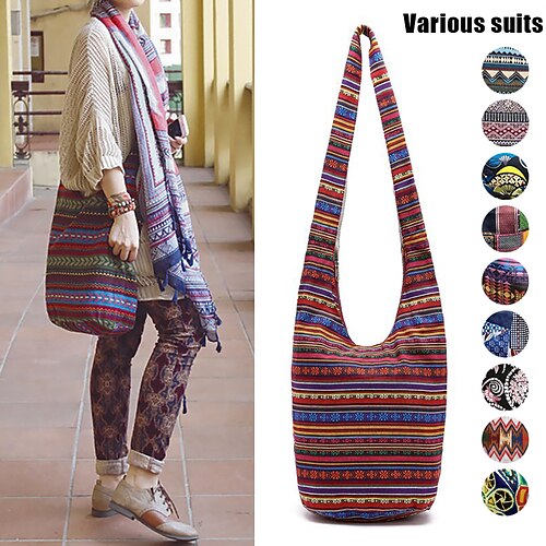 

Mulheres Bolsa crossbody Bolsa de ombro Bolsa Hobo Poliéster Náilon Feriado Praia Ziper Grande Capacidade Dobrável Leve Bloco de cor Retalhos Folk 721 preto 1176 preto roxo 617 azul