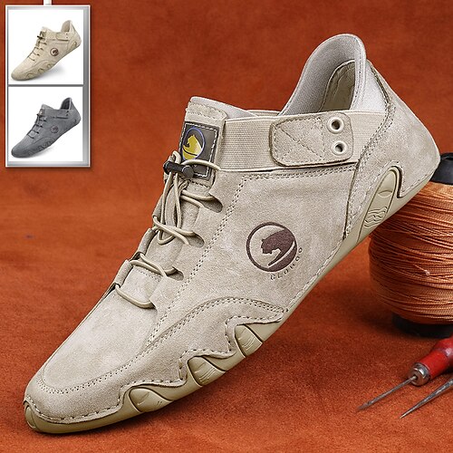 

Homme Chaussures décontractées pour hommes Chaussures de confort Chaussures Beck Sportif Décontractées Extérieur du quotidien Croûte de Cuir Respirable Confortable Antidérapantes Couleur sable Grise