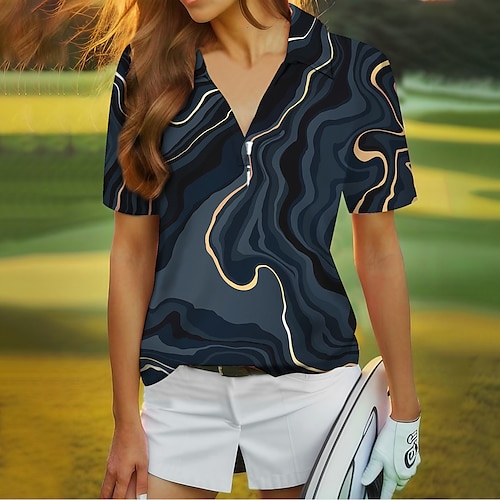 

Women's Polo Shirt Golf Shirt Breathable Quick Dry Moisture Wicking Short Sleeve Golf Apparel Golf Clothes Regular Fit V Neck Printed Summer Tennis Golf Pickleball