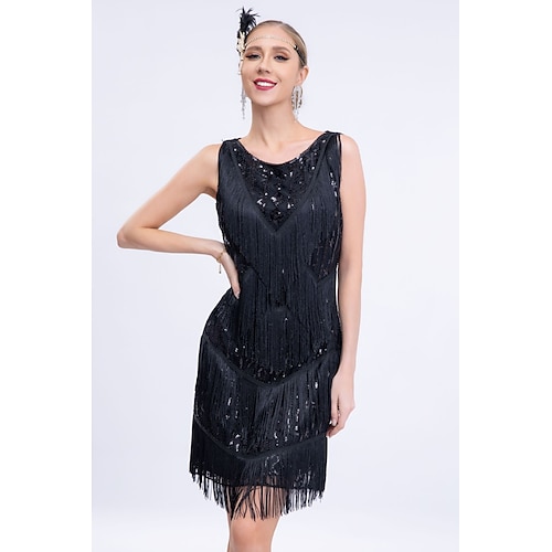 

Retro Antiguo Rugido 20s 1920s Vestido Flapper El gran Gatsby Mujer Lentejuelas Borlas Cosplay Disfraz Mascarada Fiesta / Noche Vestido