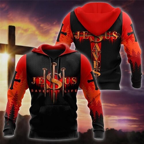 

Men's Pullover Hoodie Sweatshirt Red Hooded Graphic Prints Print Daily Sports 3D Print Streetwear Designer Basic Spring Fall Clothing Apparel Religion Hoodies Sweatshirts