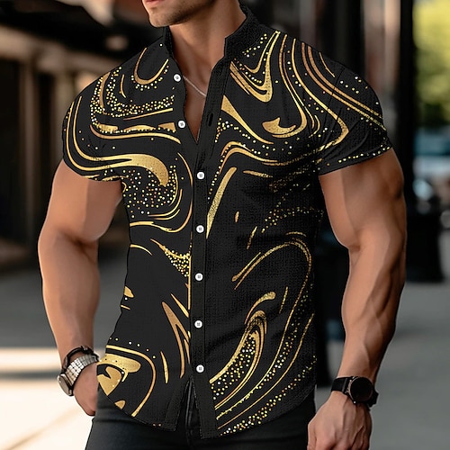 

Herren Hemd leinenhemd Farbverlauf Grafik-Drucke Umlegekragen Gelb Grau Outdoor Strasse Kurze Ärmel Bedruckt Bekleidung Leinen Modisch Designer Brautkleider schlicht Weich