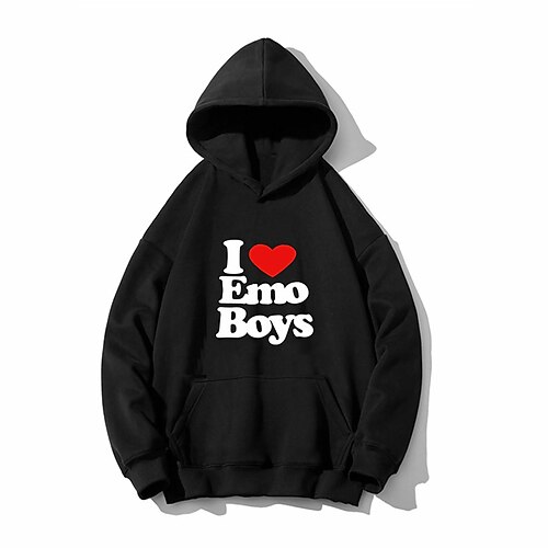 

Homens Moletom com capuz Preto Cinzento Com Capuz Coração Letra Estampas Abstratas Imprimir Diário Esportes Impressão 3D Roupa de rua Designer Básico Primavera Outono Roupa Moletons Moletons