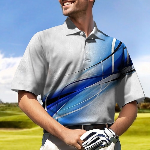 

Homme T-shirt POLO Chemise de golf Polo boutonné Respirable Séchage rapide Evacuation de l'humidité Manche Courte Vêtements de golf Top Standard Arbre Eté Tennis Le golf Pickleball