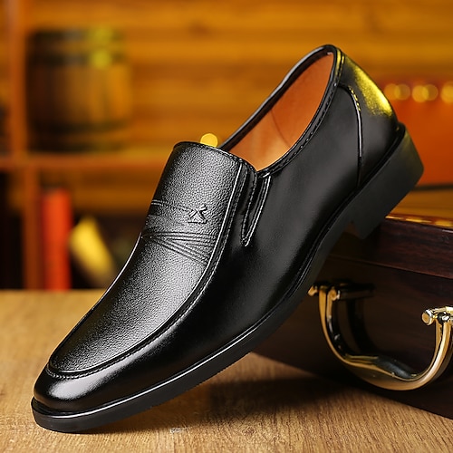 

Men's Loafers Slip-Ons Business Casual Daily Office Career PU Comfortable Slip Resistant Black Grey Black and Dark Gray Black Spring Fall