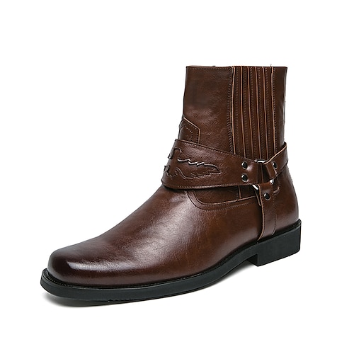 

Homme Bottes Chaussures à carreaux de style britannique Bottes Cow boy Décontractées Britanique du quotidien Cuir Confortable Bottine / Demi Botte Noir Jaune Marron Printemps Automne