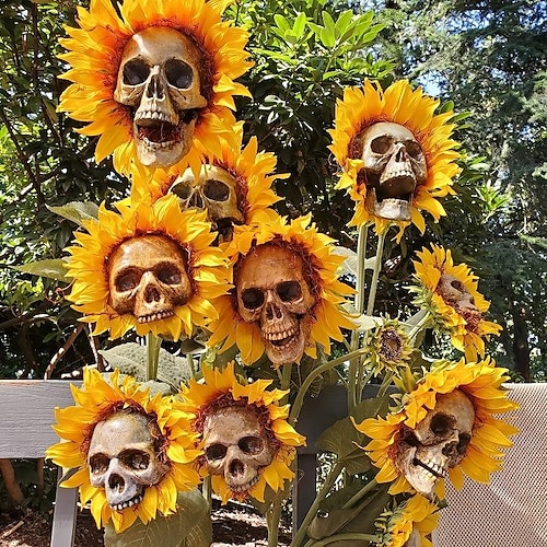 

украшения на хэллоуин подсолнух череп сад моделирование цветочные украшения хэллоуин скелет украшение