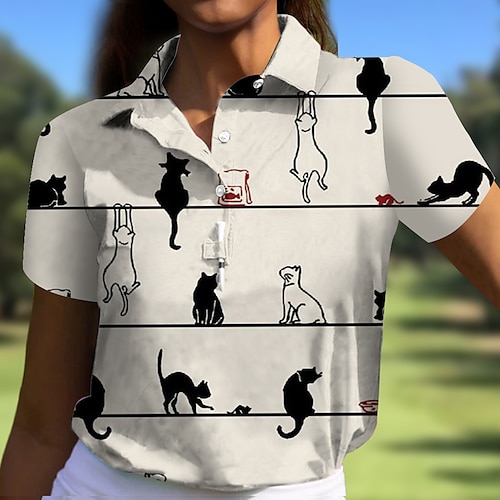 

Femme T-shirt POLO Chemise de golf Polo boutonné Respirable Séchage rapide Evacuation de l'humidité Manche Courte Vêtements de golf Top Standard Animal Eté Tennis Le golf Pickleball