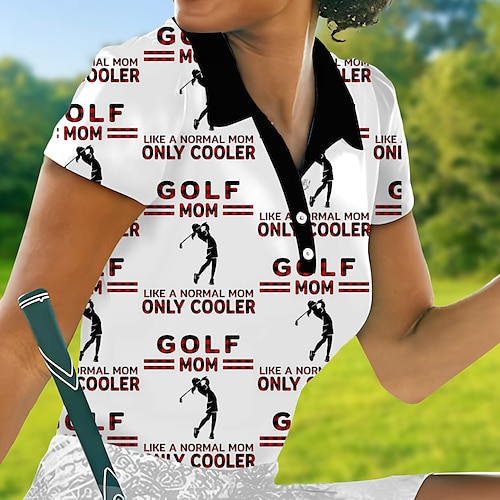 

Femme T-shirt POLO Chemise de golf Polo boutonné Respirable Séchage rapide Evacuation de l'humidité Manche Courte Vêtements de golf Top Standard Lettre Eté Tennis Le golf Pickleball