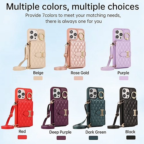 

téléphone Coque Pour Apple iPhone 14 Pro Max Plus 13 12 11 X XR XS 8 7 Sac à main Portefeuille Anneau de Maintien avec bandoulière amovible avec dragonne Couleur Pleine TPU faux cuir