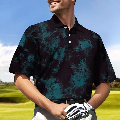 

Herren poloshirt Golfhemd Geknöpftes Poloshirt Atmungsaktiv Schnelltrocknend Feuchtigkeitsableitung Kurzarm Golfbekleidung Golfkleidung Regular Fit Batik Sommer Tennis Golfspiel Pickleball