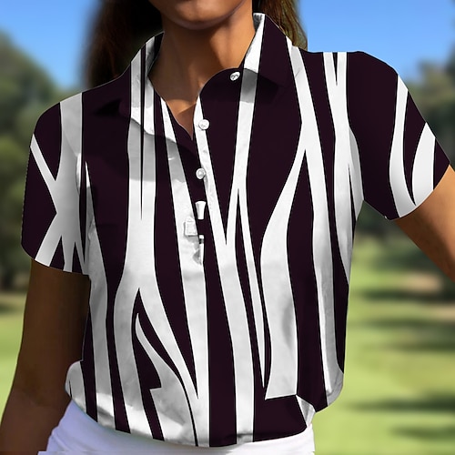 

Mulheres Camisa polo de caminhada Camisa de golfe Pólo de botões Respirável Secagem Rápida Pavio Humido Manga Curta Vestuário de golfe Roupas de golfe Normal Estampado Verão Tênis Golfe Pickleball