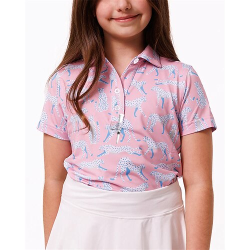 

Jungen Mädchen poloshirt Golfhemd Geknöpftes Poloshirt Atmungsaktiv Schnelltrocknend Feuchtigkeitsableitung Kurzarm Golfbekleidung Golfkleidung Regular Fit Taste Blumen Sommer Tennis Golfspiel