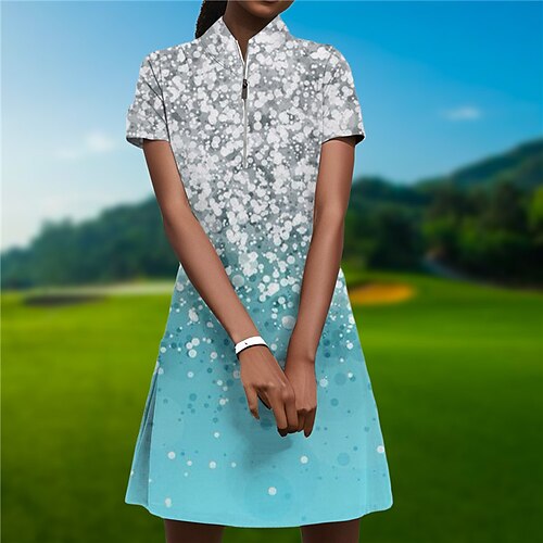 

Femme Robe de tennis robe de golf Respirable Séchage rapide Evacuation de l'humidité Sans Manches Robes Tenue de tennis Zippé Dégradé de Couleur Eté Tennis Le golf Pickleball