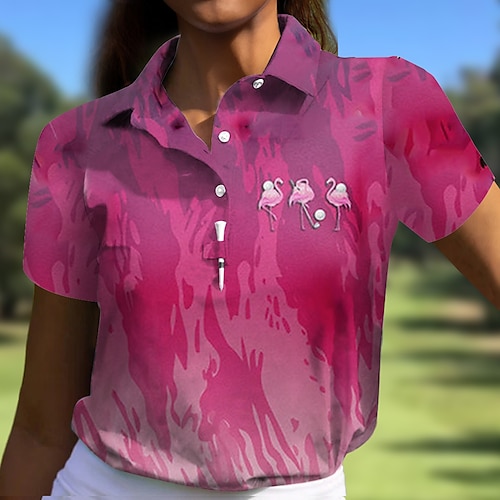 

Mujer Camisas de polo Camiseta de golf Polo con botones Transpirable Secado rápido Dispersor de humedad Manga Corta Ropa de golf ropa de golf Ajuste regular Flamenco Verano Tenis Golf pepinillo