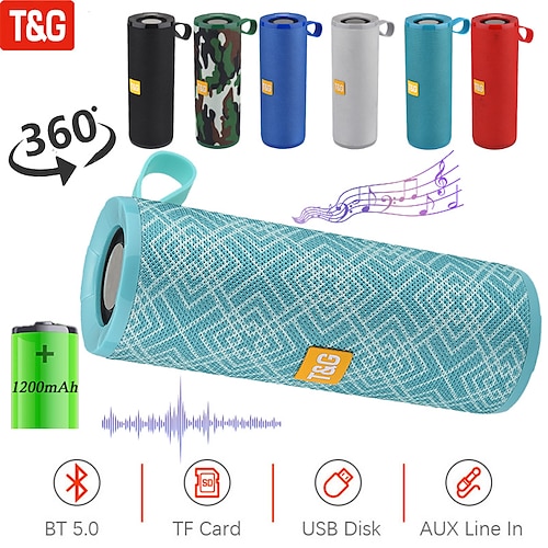 

tg149 altavoz bluetooth al aire libre impermeable 3d centro de música estéreo portátil, subwoofer compatible con fm tfcard aux