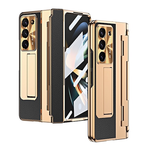 

teléfono Funda Para Samsung galaxia Z Fold 5 Z Fold 4 Z Fold 3 Funda de Cuerpo Entero y protector de pantalla Soporte de carga inalámbrica Antigolpes Color sólido ordenador personal Cuero de PU