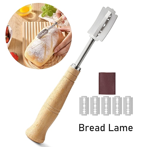 Bread Lame, Stainless Steel Bread Lame Dough Scoring Tool, Bread Scorer  with 5 Razor Blades and Leather Cove 2024 - $4.99
