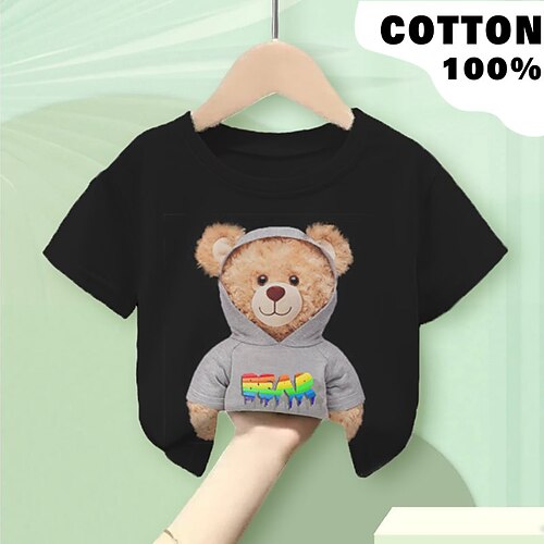 

Para Meninos Camiseta Manga Curta Camisa Camiseta Gráfico Desenho Animado Urso Impressão 3D Ativo Esportes Moda 100% Algodão Ao ar livre Casual Diário Infantil Crewneck 3-12 anos Gráfico impresso em