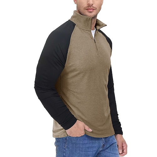 

Homme Sweat Sweat-shirt quart de fermeture éclair Blanche Bleu Roi Bleu Violet Vert Col Mao Bloc de couleur Patchwork Sport Loisir du quotidien Des sports Estampage à chaud Vêtement de rue basique