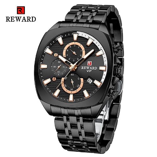 

Recompensa vip hombres relojes cronógrafo impermeable deporte reloj de pulsera de acero inoxidable cronógrafo luminoso reloj de pulsera