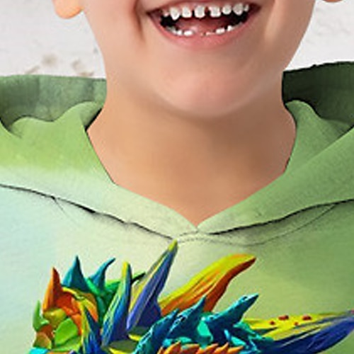  Pojkar 3D Grafisk Djur Dinosaurie Huvtröja Långärmad 3D-tryck Sommar Vår Höst Mode Streetwear Häftig Polyester Barn 3-12 år Utomhus Ledigt Dagligen Normal