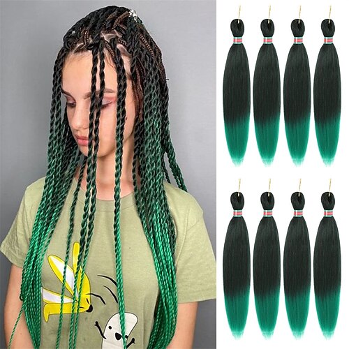  Ombre Dark Green Braiding Hair Pre stretched