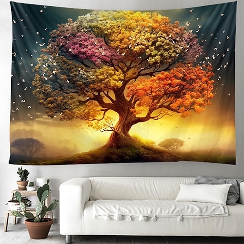 

Colorful Tree of Life Hanging Tapestry Wall Art Large Tapestry Mural Decor Photograph Backdrop Blanket Curtain Home Bedroom Living Room Decoration