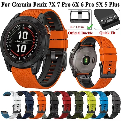 

Watch Band for Garmin Fenix 7 7X 6 6X Forerunner 955 945 935 Instinct 2X Solar Epix Approach S62 S60 Marq Descent G1 Quatix 7 Silicone Replacement Strap 22mm 26mm Adjustable Breathable Sport Band