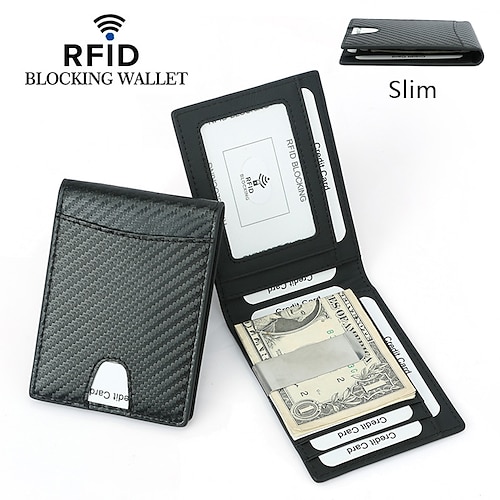 

Men's Wallet Credit Card Holder Wallet PU Leather Shopping Daily Large Capacity Foldable Lightweight Solid Color Black