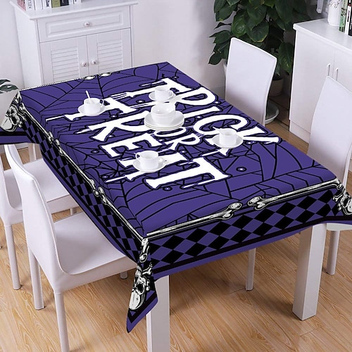 

Nappe rectangulaire d'Halloween, nappe de sorcière effrayante de citrouille effrayante de château, nappe durable résistante aux rides en polyester pour Halloween, fête, vacances, cuisine et