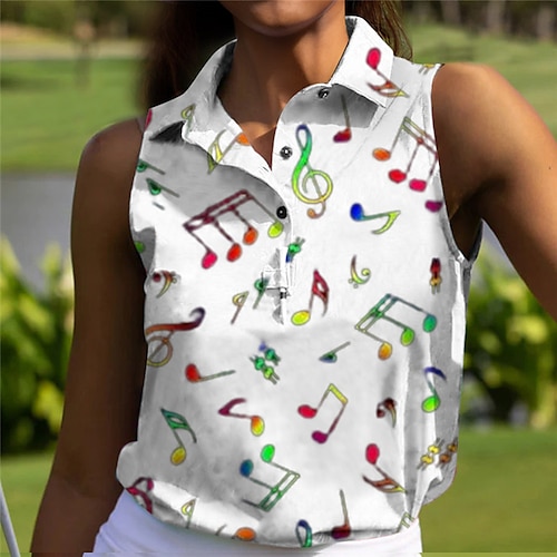 

Mujer Camisas de polo Camiseta de golf Polo con botones Transpirable Secado rápido Dispersor de humedad Sin Mangas Ropa de golf ropa de golf Ajuste regular Impreso Verano Tenis Golf pepinillo