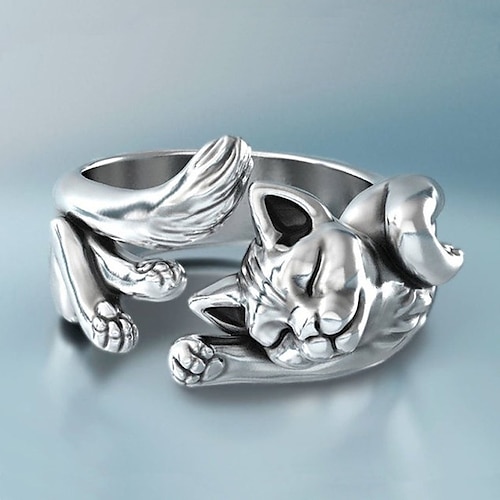 1 pc Anello regolabile For Per donna Regalo Giornaliero Appuntamento Lega Retrò Con animale