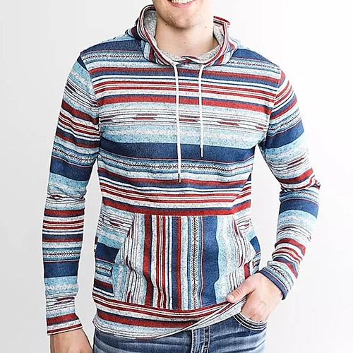 

Hombre Sudadera Con Capucha Azul Piscina Con Capucha Rayas Estampados Estampado Diario Deportes Impresión 3D Ropa de calle Design Básico Primavera Otoño Ropa Sudaderas con capucha Sudaderas