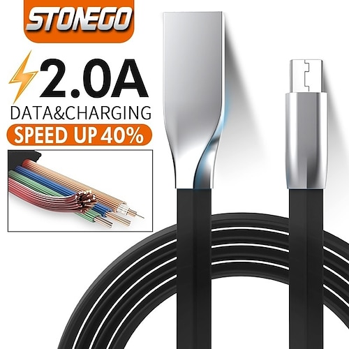 

cabo usb de liga de zinco sincronização de dados relâmpago adaptador de carregamento micro usb tipo c cabos de alimentação typec usb31 universal upgrades de telefone macarrão cabo de fio plano