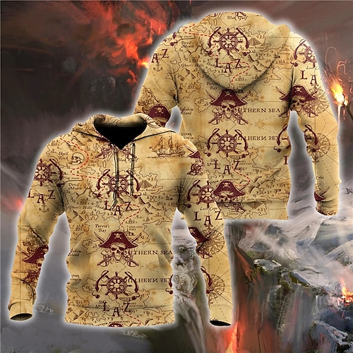 

Homens Moletom com capuz Marron Com Capuz Estampas Abstratas Imprimir Diário Esportes Impressão 3D Roupa de rua Designer Básico Primavera Outono Roupa Sailing Moletons Moletons