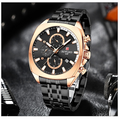 

récompense vip hommes montres chronographe étanche sport montre-bracelet en acier inoxydable chronographe lumineux montre-bracelet