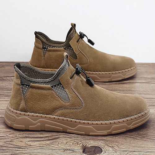 

Herren Stiefel Loafer Slip On Springerstiefel Chelsea-Stiefel Arbeitsschuhe Vintage Britisch Täglich Büro Karriere Wandern Radfahren Leder Warm Rutschfest Mittelhohe Stiefel Hellbraun Dunkelbraun