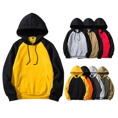 

Homens Moletom Amarelo / preto Preto e Amarelo Azul denim Khaki claro. Preto Com Capuz Bloco de cor Desportos e Ar livre Diário Esportes Roupa de rua Básico Casual Primavera Outono Roupa Moletons