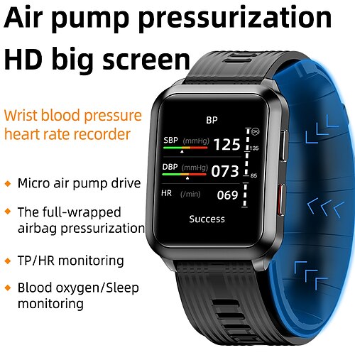 

696 BP60 Montre intelligente 1.65 pouce Smartwatch Montre Connectée Bluetooth ECG PPG Podomètre Rappel d'Appel Compatible avec Android iOS Hommes Mode Mains-Libres Rappel de Message IP 67 Boîtier