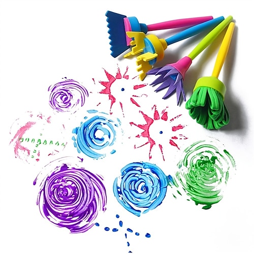 

4pcs/set Painting Tools Drawing Toys Flower Stamp Sponge Brush Set Art Supplies For Kids Gift For Kids