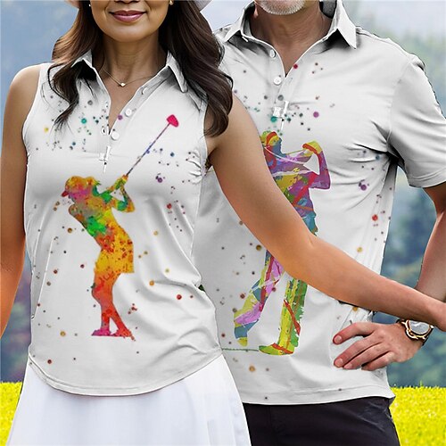 

Hombre Mujer Camisas de polo Polo a juego Camiseta de golf Transpirable Secado rápido Dispersor de humedad Manga Corta Ropa de golf ropa de golf Ajuste regular Impreso Verano Tenis Golf pepinillo