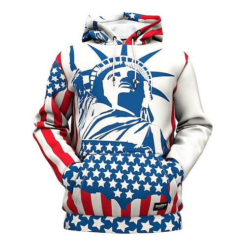 

Homens Moletom com capuz Azul Com Capuz Estampas Abstratas Imprimir Diário Esportes Impressão 3D Roupa de rua Designer Básico Primavera Outono Roupa Independence Day Moletons Moletons