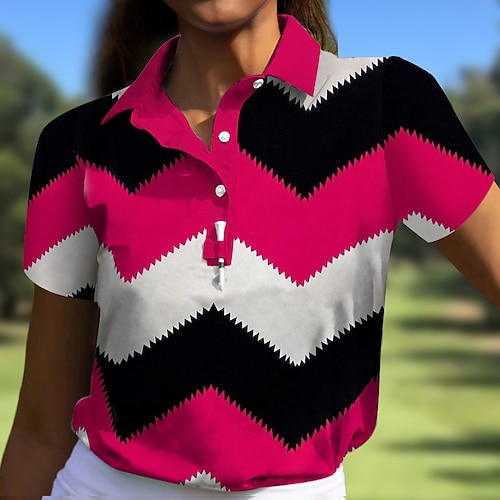 

Mulheres Camisa polo de caminhada Camisa de golfe Pólo de botões Respirável Secagem Rápida Pavio Humido Manga Curta Vestuário de golfe Roupas de golfe Normal Bloco de cor Verão Tênis Golfe Pickleball