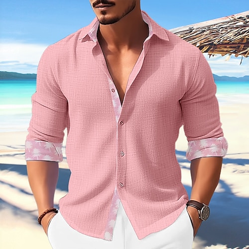 

Homme Chemise Chemise Lin Chemise boutonnée Chemise décontractée Chemisette Chemise d'été Chemise de plage Noir Blanche Rose Claire manche longue Bloc de couleur Col rabattu Printemps été Casual du