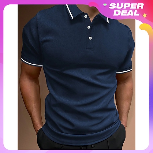 

Herren Polos mit Knöpfen Poloshirt Casual Festtage Kargen Kurzarm Modisch Basic Glatt Klassisch Sommer Regular Fit Hellhimmelblau Schwarz Armeegrün Dunkelmarine Braun Grau Polos mit Knöpfen