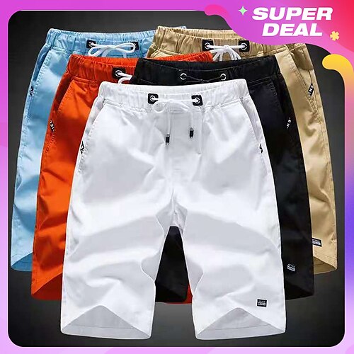 

Men's Board Shorts Swim Trunks Beach Shorts Casual Shorts Drawstring Elastic Waist Solid Colored Outdoor Sports Knee Length Daily Leisure Sports Cotton Casual / Sporty Athleisure Black White