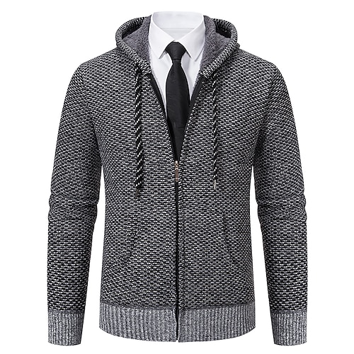 

Homens Suéter Sueter Cardigan Estriado Tricotar Padrão Tricotado Com Capuz Aquecimento Contemporâneo Moderno Roupa Diária Para Noite Roupa Outono inverno Vermelho Vinho Azul S M L